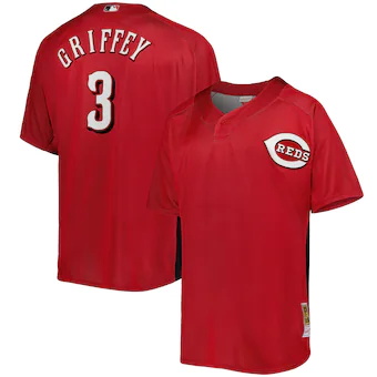 mens mitchell and ness ken griffey jr red cincinnati reds c